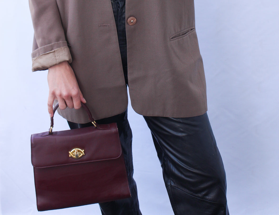 Gemma Burgundy Leather Top Handle